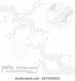 Fondo de Tablero de circuito de Tecnología digital futurista. Fondo de Tecnología digital Abstractas Diseño moderno gris y blanco.