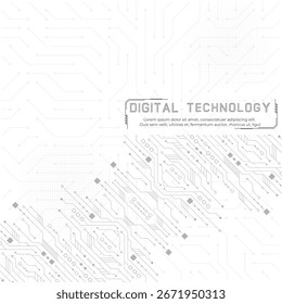 Fondo de Tablero de circuito de Tecnología digital futurista. Fondo de Tecnología digital Abstractas Diseño moderno gris y blanco.