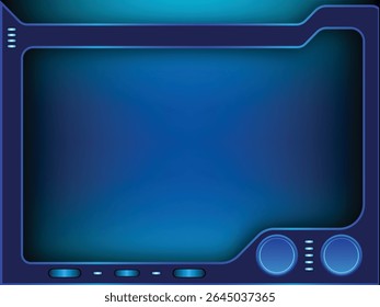 Tecnologia digital futurista HUD interface com elementos azuis de néon brilhante no fundo abstrato escuro, ideal para layout de UI sci-fi, painel cyberpunk, tela de tecnologia moderna e exibição de dados virtuais.