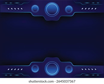 Futuristic digital technology HUD interface with glowing neon blue elements on dark abstract background, ideal for sci-fi UI layout, cyberpunk dashboard, modern tech screen, and virtual data display.