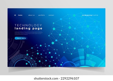 Futuristic digital technology landing page template vector.