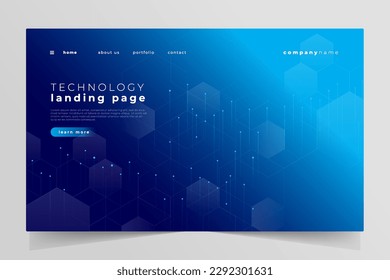 Futuristic digital technology landing page template vector.