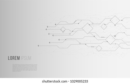 Futuristic digital techology background. Abstract vector illustration with lines, arrows and circles.