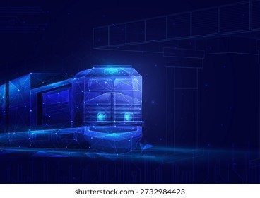 Futuristic Digital Train and Smart Transportation Concept with AI and Data Network