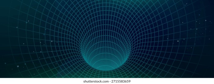 Futuristic Digital Tunnel Grid Background With Dynamic Lines And Depth. Digital Grids For Technology Designs. Blue Hi Tech Futuristic Patterns. Vector Illustration