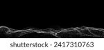 Futuristic digital wave. Dark cyberspace. Abstract vector wave with dots. White moving particles on a black background.