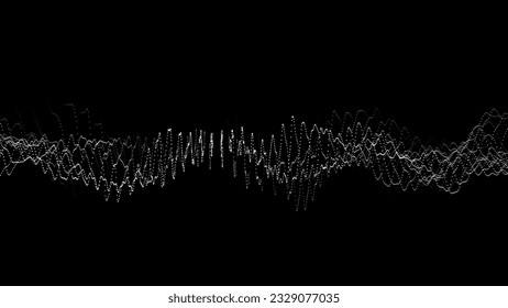 Futuristic digital wave. Dark cyberspace. Vector abstract wave with dots. White moving particles on a black background.