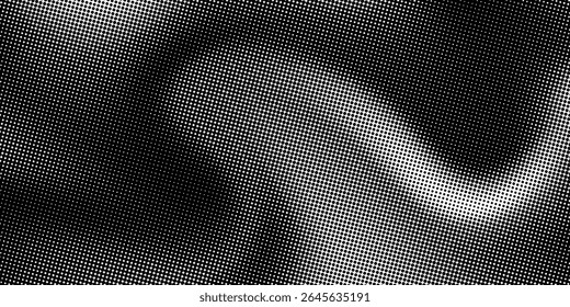 Futuristic digital wave with dots. Dark cyberspace. Abstract music background. Big data visualisation with particle flow. 3d rendering.
