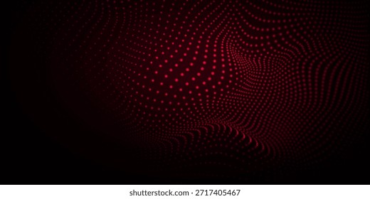 Onda digital futurista con puntos. Ciberespacio oscuro. Fondo de música Abstractas. Visualización de Big Data con flujo de partículas. Renderización 3D.