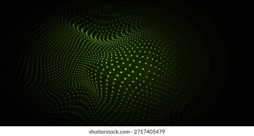 Onda digital futurista con puntos. Ciberespacio oscuro. Fondo de música Abstractas. Visualización de Big Data con flujo de partículas. Renderización 3D.