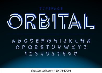 Futuristic Display Font Design, Alphabet, Character Set, Typography, Letters And Numbers