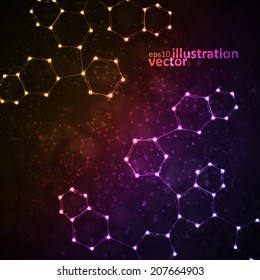 Futuristic dna, abstract molecule, cell illustration eps10