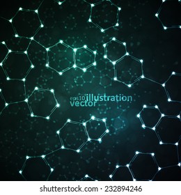 Futuristic dna, abstract molecule, cell illustration eps10