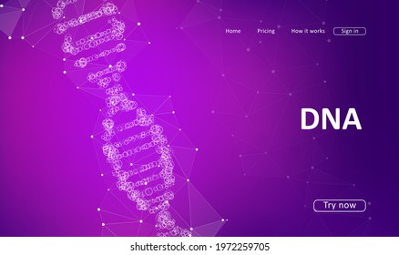 Futuristic DNA concept structure illustration. Science template for your design. Graphic concept for your design