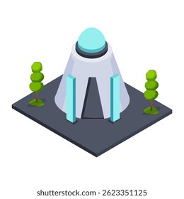 Futuristic Dome Isometric for Architectural Visualization.