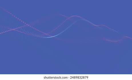 Onda de puntos futurista. Abstractas onda digital de partículas. Fondo de Tecnología. Onda musical coloreada. Fondo claro. Fondo digital con curvas suaves y onduladas. Ilustración vectorial 3D