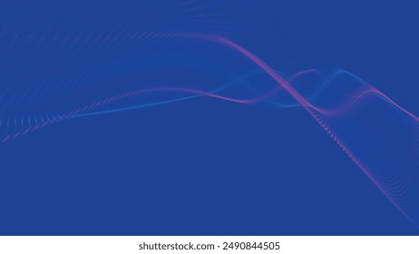 Futuristic dot wave. Abstract digital particle wave. Technology background. Colored musical wave. Light background. Digital background with smooth, wavy curves. 3D vector illustration