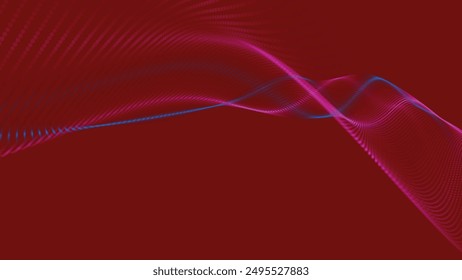 Onda de puntos futurista. Onda de partículas digitales Abstractas. Tecnología de fondo. Onda musical de colores. Fondo claro. Fondo digital con curvas suaves y onduladas. Ilustración vectorial 3D