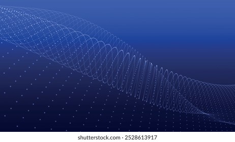Onda futurista de pontos. Onda de partícula digital abstrata. Histórico tecnológico. Onda musical colorida. Fundo digital com curvas suaves e onduladas. Ilustração do vetor 3D