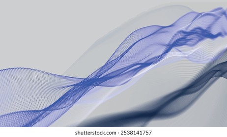Onda futurista de pontos. Onda de partícula digital abstrata. Contexto tecnológico. Onda musical colorida. Fundo claro. Fundo digital com curvas onduladas suaves. Ilustração vetorial.