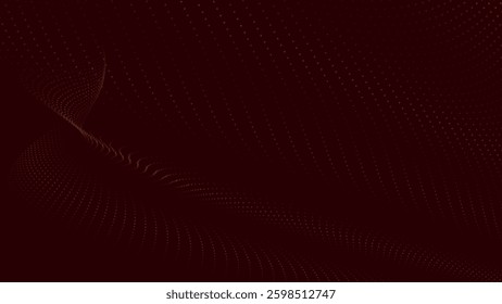 Futuristic dot wave. Abstract digital particle wave. Technology background. Colored musical wave. Dark background. Digital background with smooth, wavy curves. 3D vector illustration