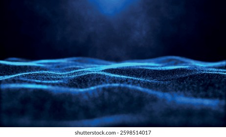 Futuristic dot wave. Abstract digital particle wave. Colorful music wave. Digital background with smooth waves. 3D Vector illustration