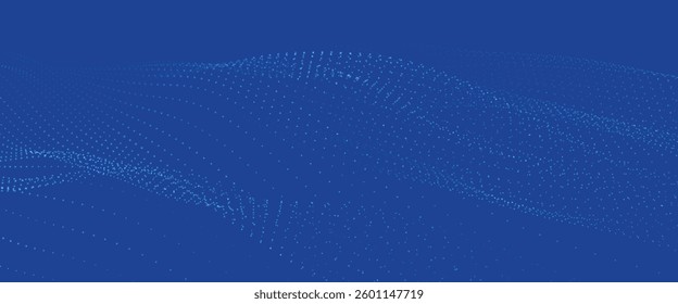 Futuristic dot wave. Abstract digital particle wave. Technology background. Colored musical wave. Light background. Digital background with smooth, wavy curves. 3D vector illustration