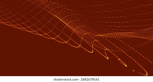 Onda de puntos futurista. Onda de partículas digitales Abstractas. Tecnología de fondo. Onda musical de colores. Fondo claro. Fondo digital con curvas suaves y onduladas. Ilustración vectorial 3D