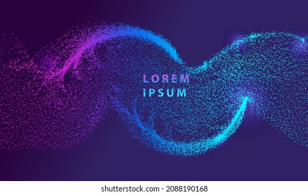 Futuristic dots glowing abstract background. Neon particles shapes design. Digital technology vector