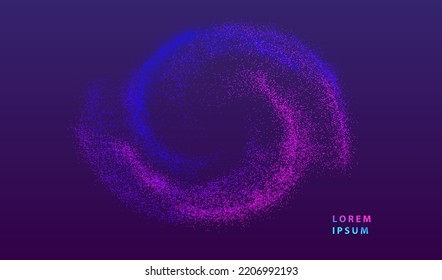 Futuristic dots glowing abstract background. Neon particles splash shapes design. Digital technology vector.