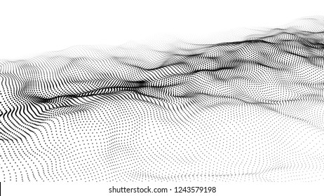 Futuristic dots pattern. Imitation wave of particles. Data visualization. Vector illustration.