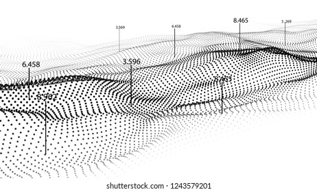 Futuristic Dots Pattern. Imitation Wave Of Particles. Data Visualization. Vector Illustration.