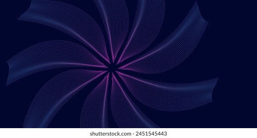 Futuristic dots pattern on dark background. Colored music wave. Big data. Technology or Science Banner.