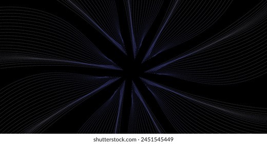 Futuristic dots pattern on dark background. Colored music wave. Big data. Technology or Science Banner.