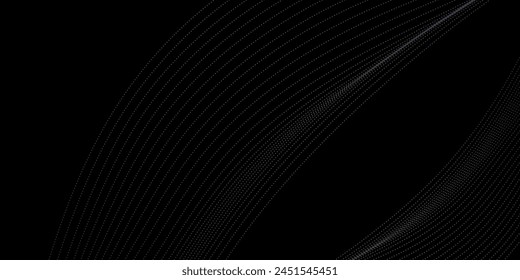 Futuristic dots pattern on dark background. Colored music wave. Big data. Technology or Science Banner.