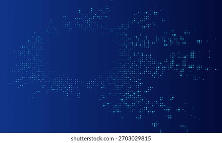 Fundo futurista azul e preto pontilhado. Plano de fundo azul gerado digitalmente com ilustração dots. vetor