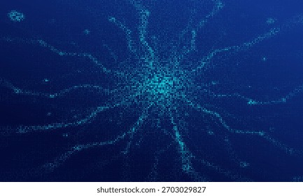 Futuristic dotted blue and black background. Digitally generated blue background with dots. vector illustration