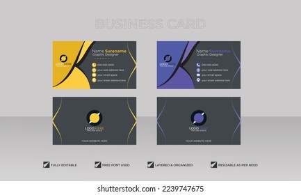 Futuristic double sided business card design, visiting card, name card horizontal simple clean template vector design