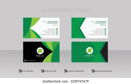 Futuristic double sided business card design, visiting card, name card horizontal simple clean template vector design