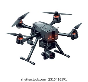 Futuristic drone hovering mid air icon isolated