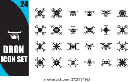 Ícone de Drone futurista definido com fundo branco