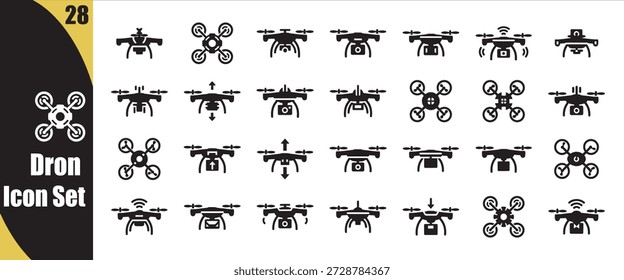 Ícone de Drone futurista definido com fundo branco