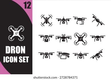 Futuristic Drone icon set with white background