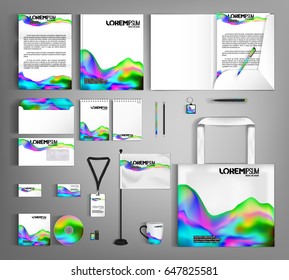 Futuristic dynamic design with fluid colors. Corporate identity template design with liquid color. Business stationery set suitable for brand advertising