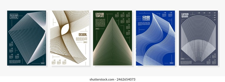 Futuristic dynamic motion line abstract cover design set