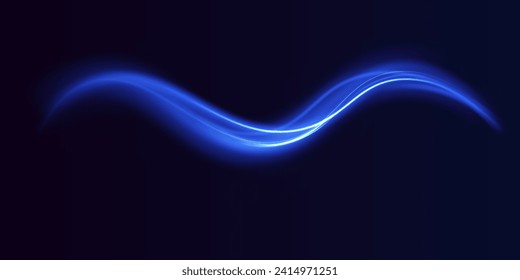 Tecnología de movimiento dinámico futurista. Fondo de líneas brillantes de color neón, efecto de trazas de luz de alta velocidad. Vigas láser brillantes abstractas luminosas aisladas en un fondo transparente