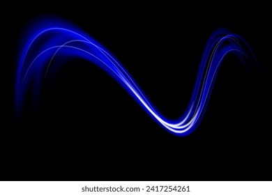 Futuristic dynamic motion technology. Neon color glowing lines background, high-speed light trails effect. Laser beams luminous abstract sparkling isolated on a transparent background.