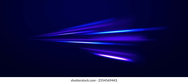 Futuristic dynamic motion technology. Png, neon, line, blur, beam, ray, abstract, energy. Neon color glowing lines background, Glowing wave swirl, impulse cable lines. High-speed light trails effect. 