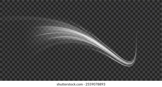 Futuristic dynamic motion technology. Png, neon, line, blur, beam, ray, abstract, energy. Neon color glowing lines background, Glowing wave swirl, impulse cable lines. High-speed light trails effect. 