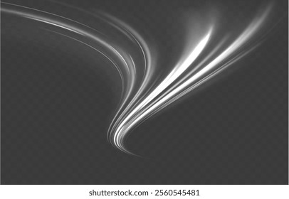 Futuristic dynamic motion technology. Png, neon, line, blur, beam, ray, abstract, energy. Neon color glowing lines background, Glowing wave swirl, impulse cable lines. High-speed light trails effect. 